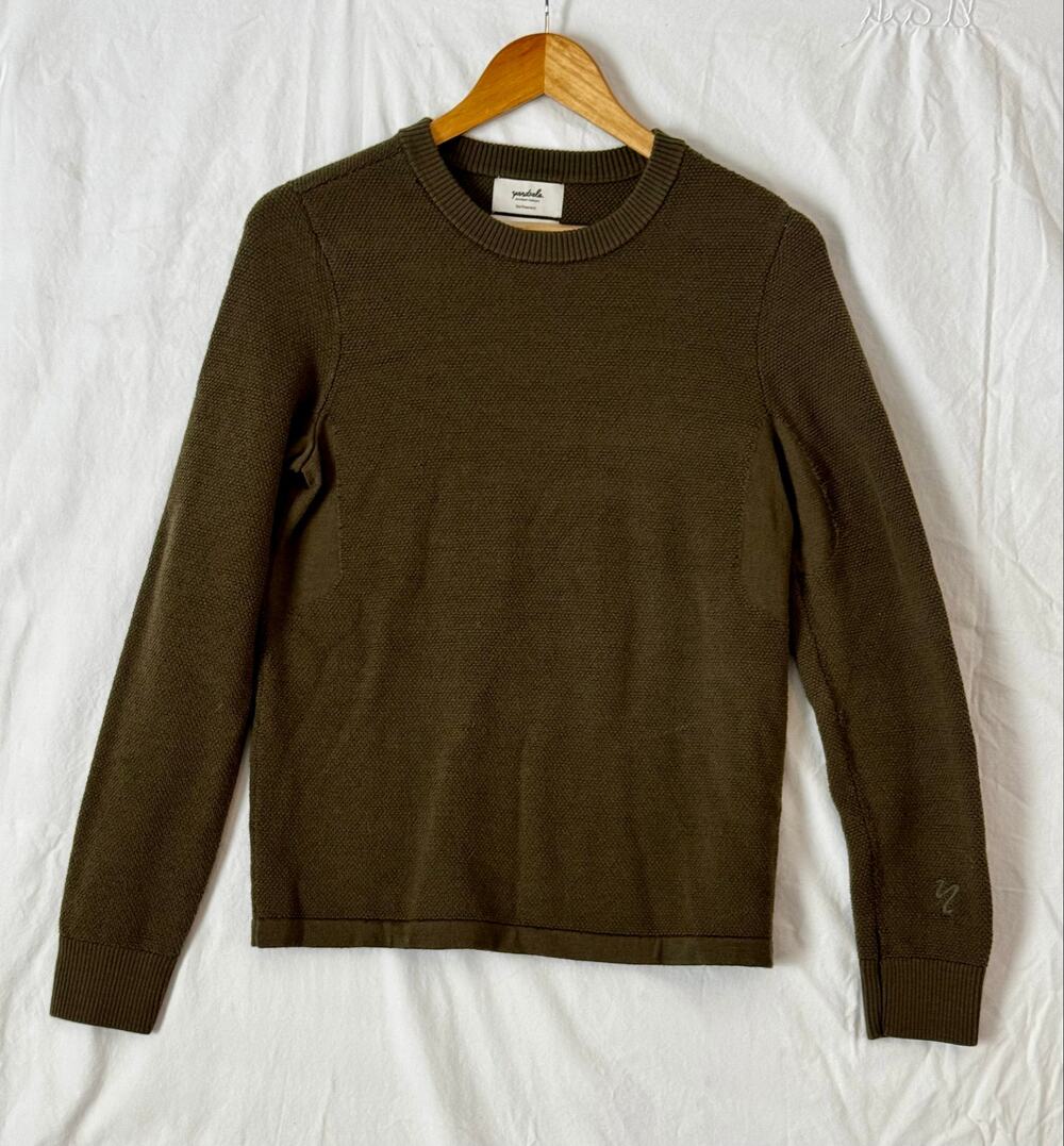 Yardsale Equipment Co Waffleknit Merino Wool Sweater Army Green Womens Size L